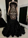 Trumpet/Mermaid Straight Sweep Train Evening Dresses With Feathers PT020117163