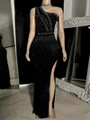 Sheath/Column One Shoulder Jersey Floor-length Evening Dresses With Beading PT020117169