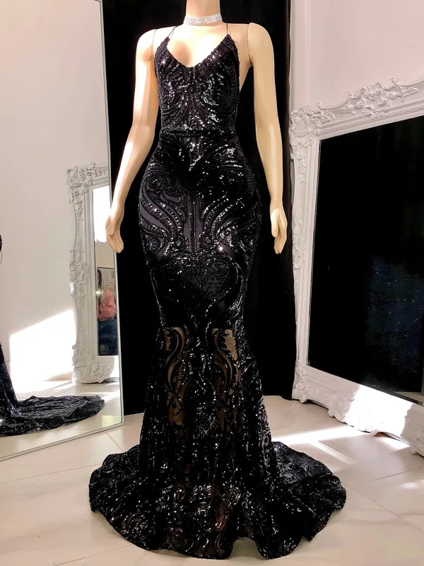 Trumpet/Mermaid V-neck Sweep Train Evening Dresses PT020117175