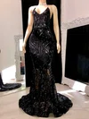 Trumpet/Mermaid V-neck Sweep Train Evening Dresses PT020117175
