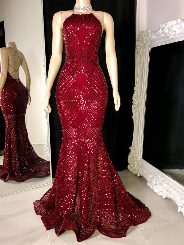 Trumpet/Mermaid Scoop Neck Sweep Train Evening Dresses PT020117181