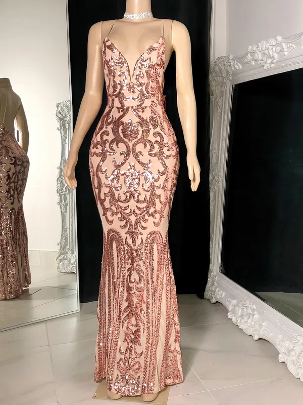 Sheath/Column V-neck Floor-length Evening Dresses PT020117196