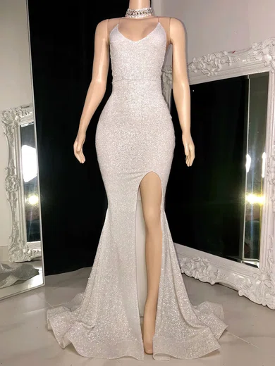 Mermaid Scoop Neck Glitter Prom Dresses #UKM020117198