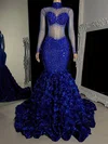 Trumpet/Mermaid High Neck Tulle Sweep Train Evening Dresses With Beading PT020117207