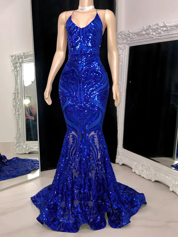 Trumpet/Mermaid V-neck Sweep Train Evening Dresses PT020117208