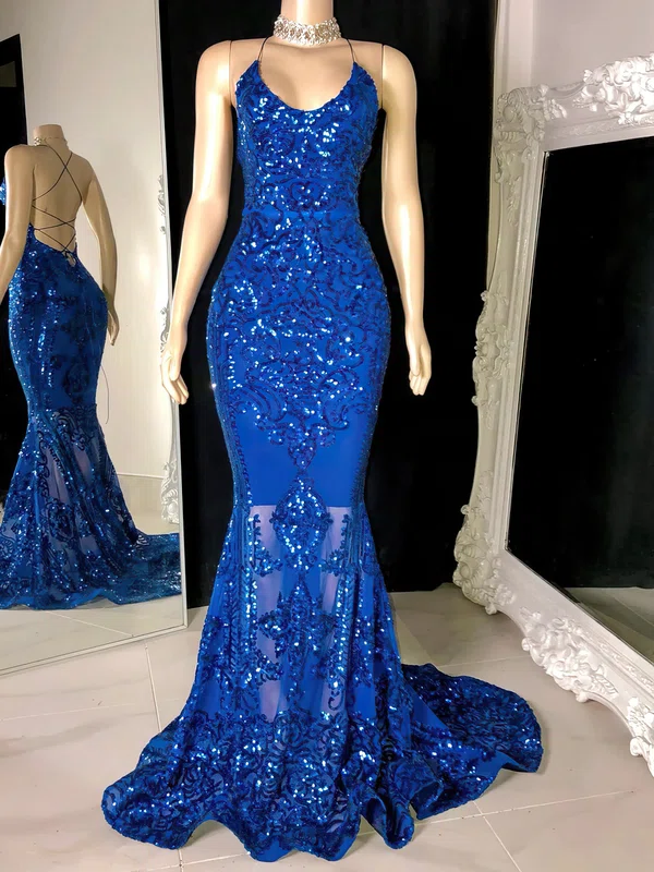 Trumpet/Mermaid V-neck Sweep Train Evening Dresses PT020117212