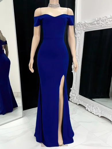 Sheath/Column Stretch Crepe Off-the-shoulder Prom Dresses #UKM020117216
