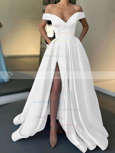 Off the shoulder white sale prom dress