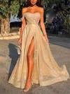 Ball Gown One Shoulder Glitter Sweep Train Ruffles Prom Dresses #SALEUKM020107621