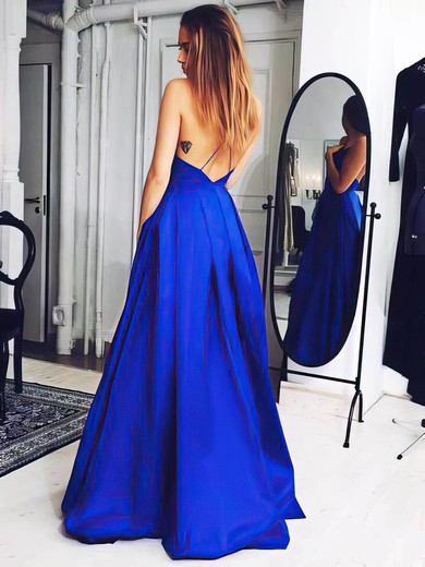 Ball Gown V-neck Satin Floor-length Prom Dresses #SALEUKM02019053