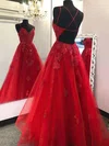 Ball Gown V-neck Tulle Floor-length Beading Prom Dresses #SALEUKM020108494