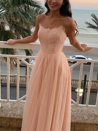 Ball Gown Scoop Neck Tulle Floor-length Appliques Lace Prom Dresses #SALEUKM020108730