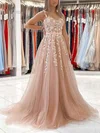 Ball Gown Sweetheart Tulle Sweep Train Appliques Lace Prom Dresses #SALEUKM020106723