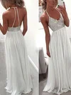 A-line V-neck Chiffon Floor-length Beading Prom Dresses #SALEUKM020104412