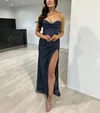 Sheath/Column Sweetheart Glitter Floor-length Ruffles Prom Dresses #UKM020117400