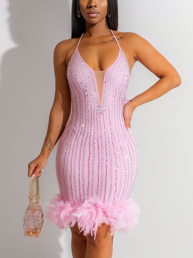 Fuzzy Trim Sequin Tube Bodycon Dress PT020117649