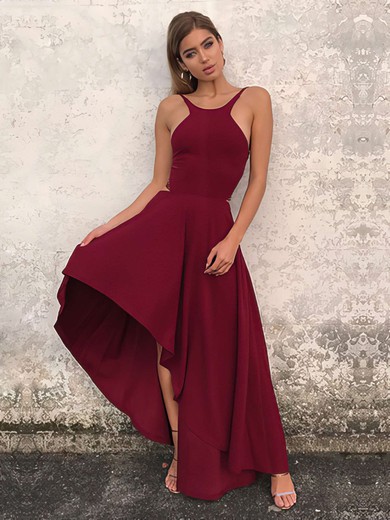 Burgundy Backless Asymmetrical Dress PT020106378