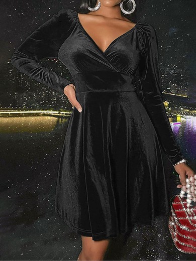 Black Wrap Ruched Long Sleeve Mini Dress PT02023888