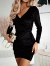 Black Ruched Long Sleeve Bodycon Mini Dress PT02023848