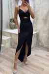 Black Cut Out Sequin Wrap Hem Bodycon Dress PT02023913