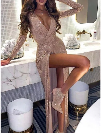 Long sleeve 2025 dress with split