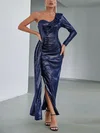 One Shoulder Sequin Ruched Split Bodycon Maxi Dress PT02023948