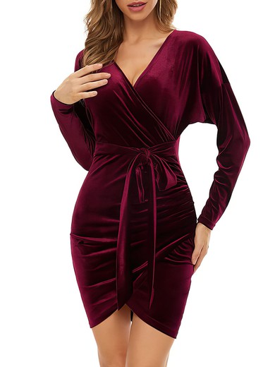 Velvet Long Sleeve Bodycon Mini Dress PT02023952