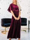 Modest A-line Velvet Scoop Neck Split Maxi Dress PT02023962