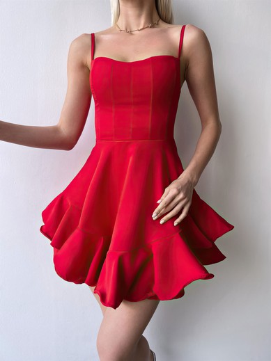 Red Ruffle Hem Mini Dress PT02024008