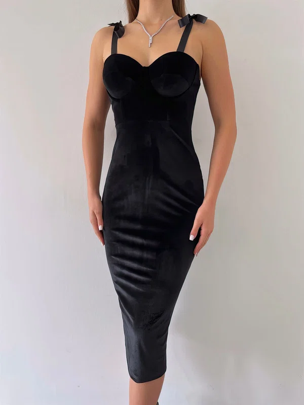 Black Velvet Bodycon Midi Dress PT02024032