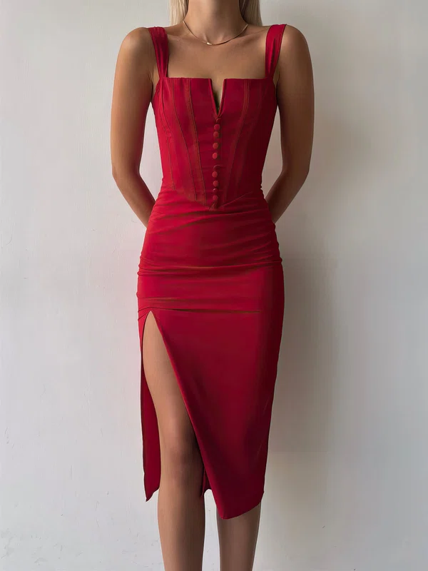 Burgundy Split Bodycon Midi Dress PT02024060