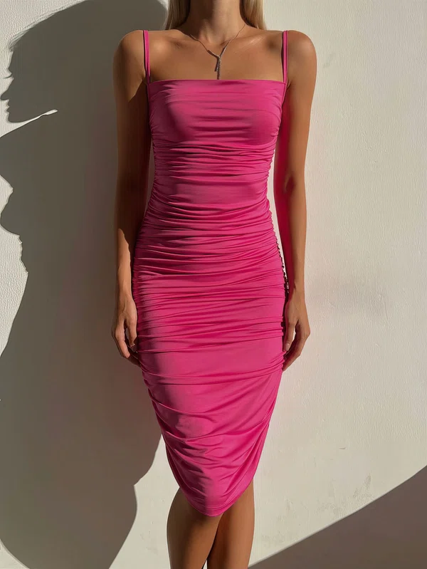 Pink Ruched Bodycon Midi Dress PT02024090