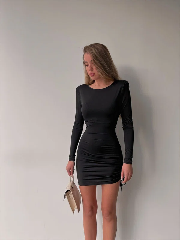 Black Long Sleeve Bodycon Mini Dress PT02024170