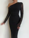 Black One Shoulder Long Sleeve Bodycon Maxi Dress PT02024188