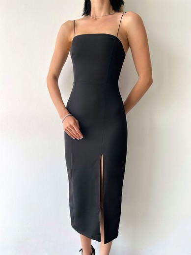 Black Split Midi Dress PT02024201