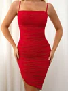 Asymmetrical Ruched Bodycon Midi Dress PT02024334