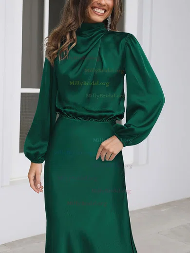 High Neck Long Sleeve Satin Maxi Dress MillyBridal