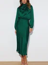 High Neck Long Sleeve Satin Maxi Dress PT02024380