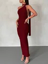 Halter Ruched Bodycon Maxi Dress PT02024398