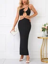 Black Cut Out One Shoulder Split Bodycon Maxi Dress PT02024511