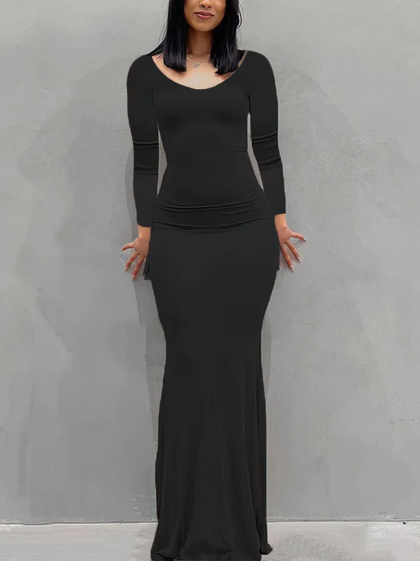 Black Long Sleeve Bodycon Maxi Dress PT02024806