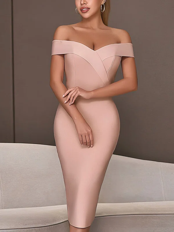 Off Shoulder Split Back Bodycon Midi Dress PT02024913