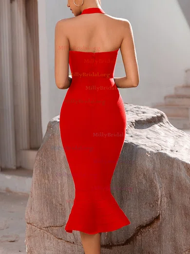 Red halter hot sale midi dress