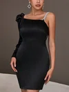 Black Long Sleeve Satin Bodycon Mini Dress PT02025062