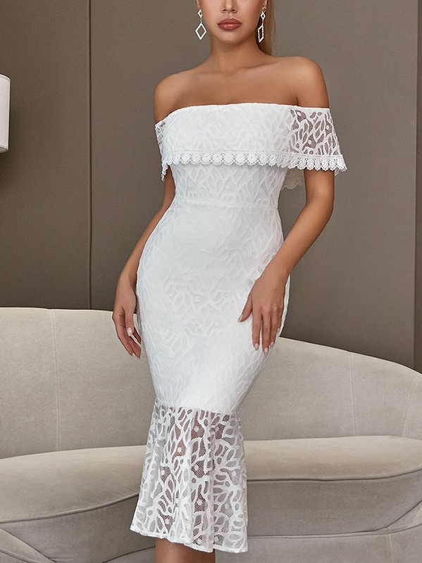 Off shoulder lace outlet cocktail midi dress