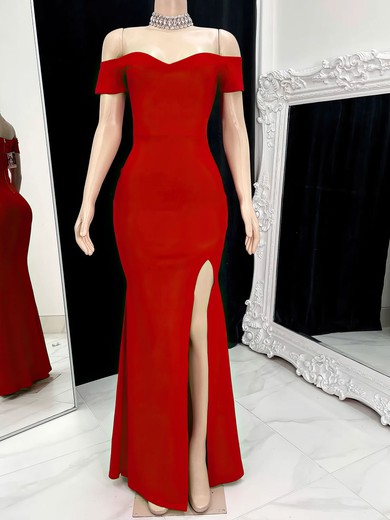 Red Off Shoulder Split Dress PT020117151