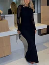 Black Long Sleeve Ruched Maxi Dress PT02025473