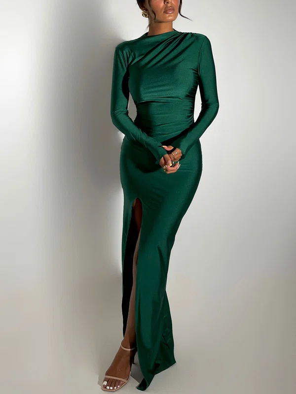Dark Green Long Sleeve High Neck Maxi Dress PT02025525