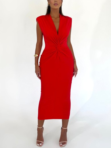 Red Ruched Maxi Dress PT02025537