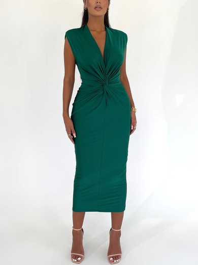 Dark Green Ruched Maxi Dress PT02025539